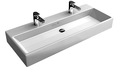 Waschtisch MEMENTO 100/47cm 2 HL./m.ÜL. weiss