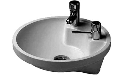 Einbauwaschtisch ARCHITEC D40cm 1 HL/o.ÜL. weiss